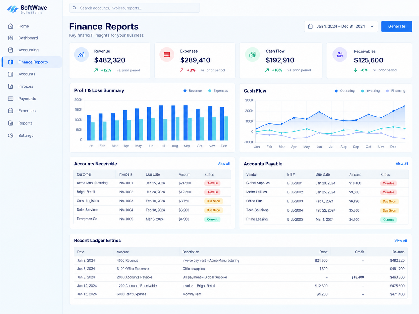Finance reports project preview