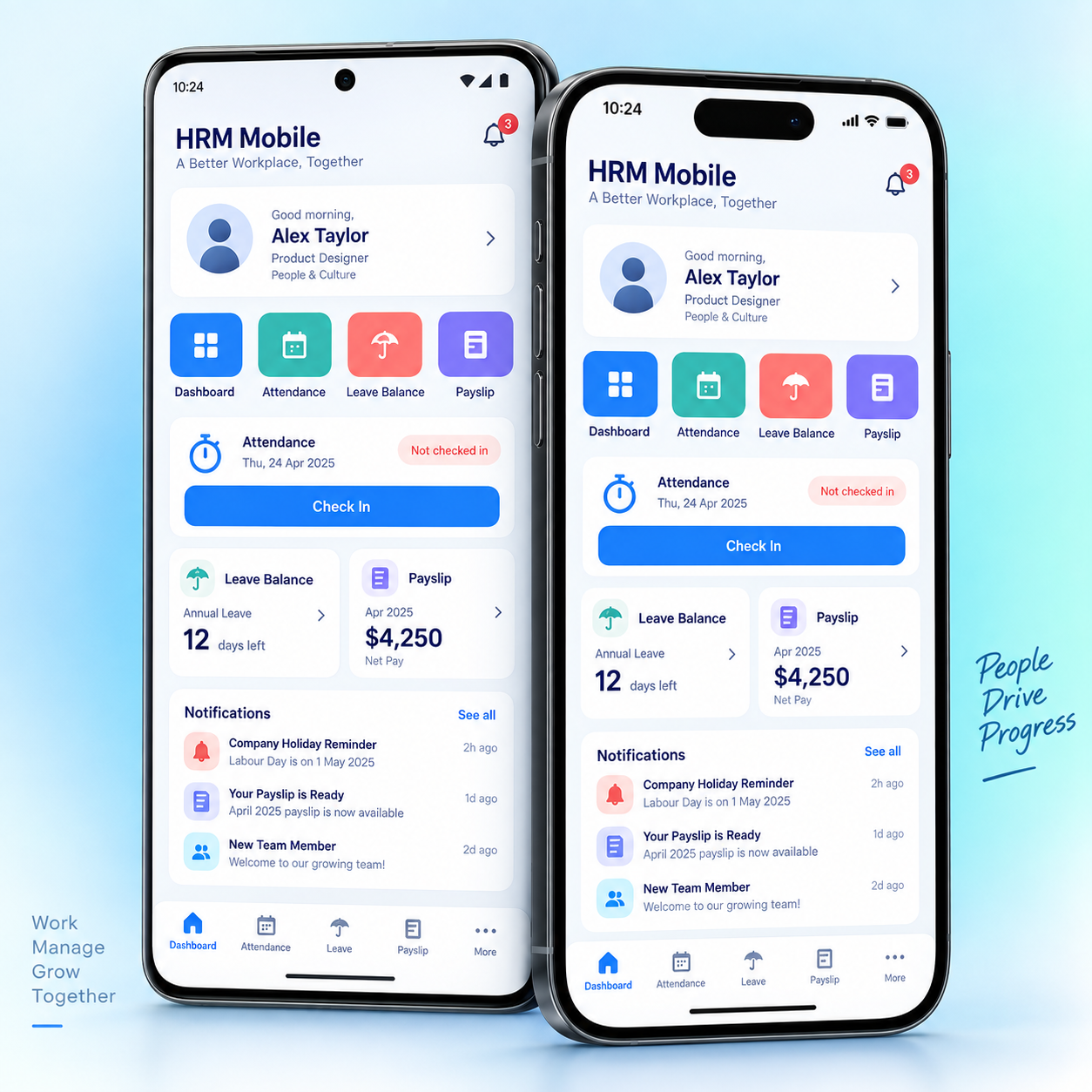 HRM Android and iOS mobile app demo